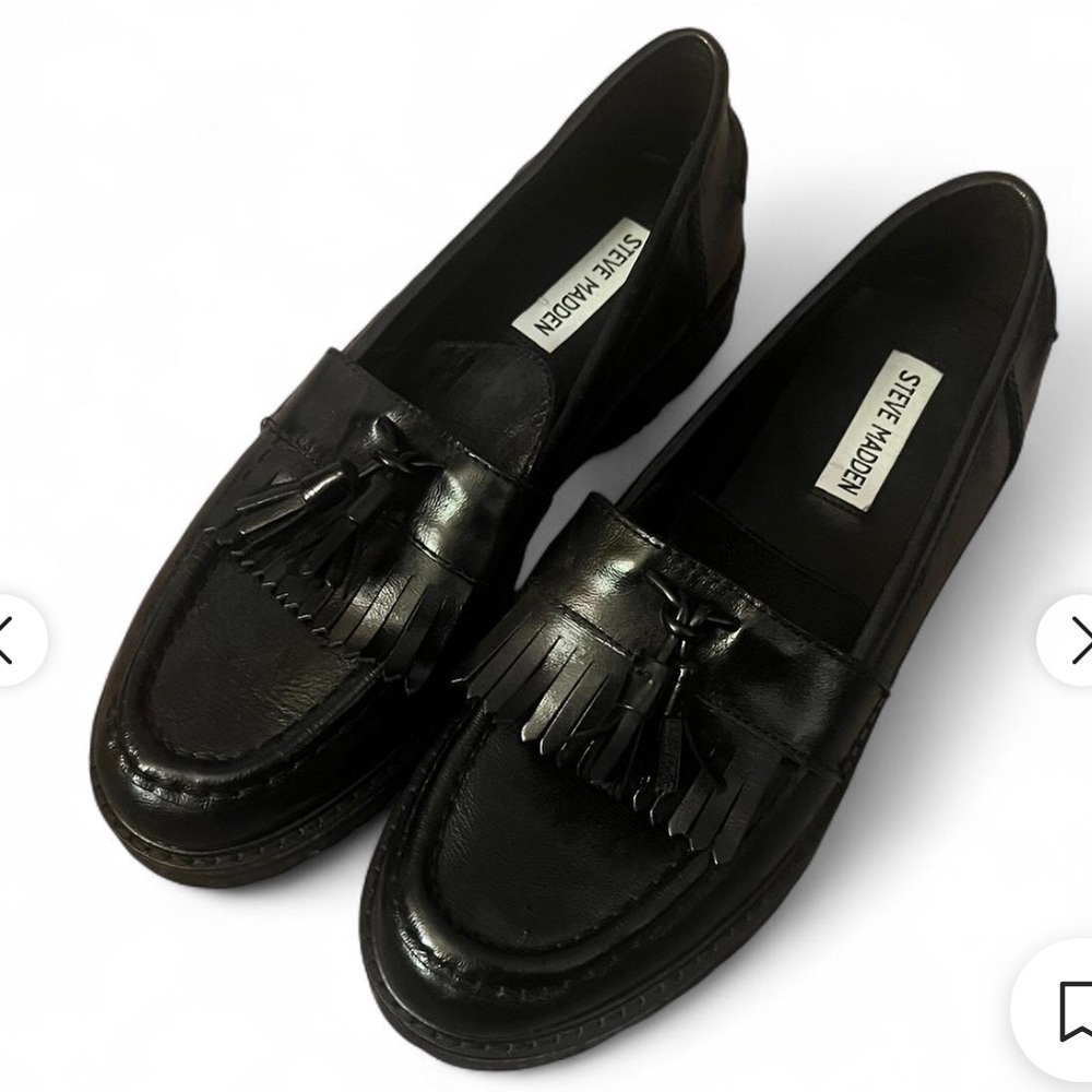 Steve Madden Patent Black Leather Loafers - Picture 2 of 3